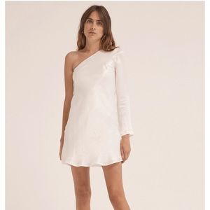 Third Form Running Water One Shoulder Mini White Dress